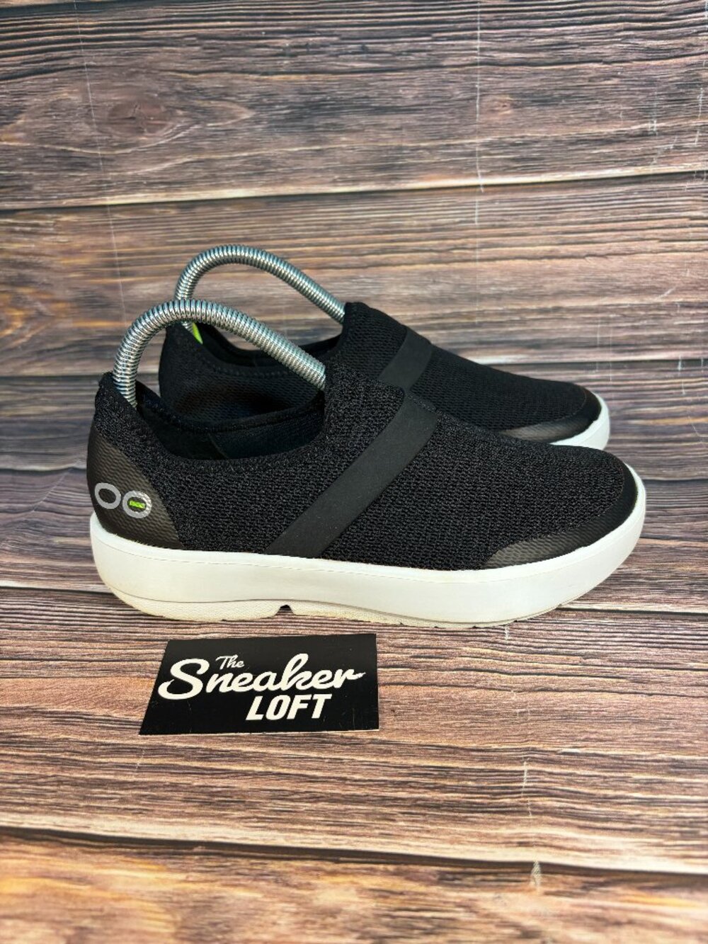 OOFOs OOmg Low Women's Black Recovery Slip On Shoes Mesh Size 8
